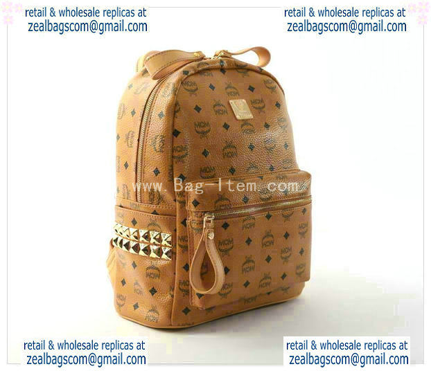 High Quality Replica MCM Stark Backpack Grainy Leather 40123 Camel